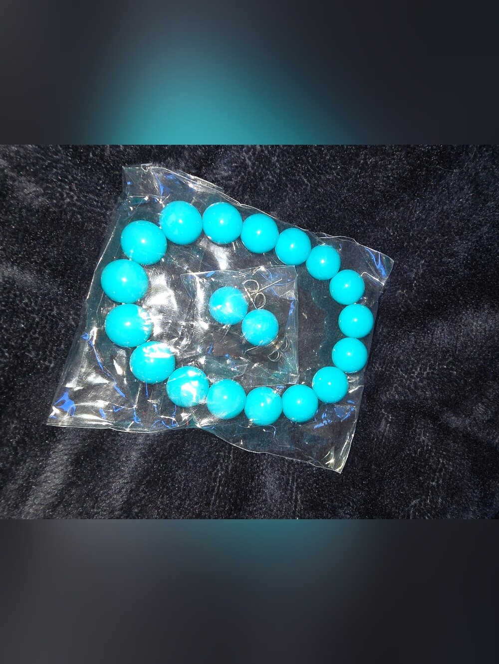 Bright Turquoise Beaded Bracelet with Matching Earrings - Women Jewelry